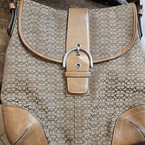 Coach Tan and Brown Shoulder Bag